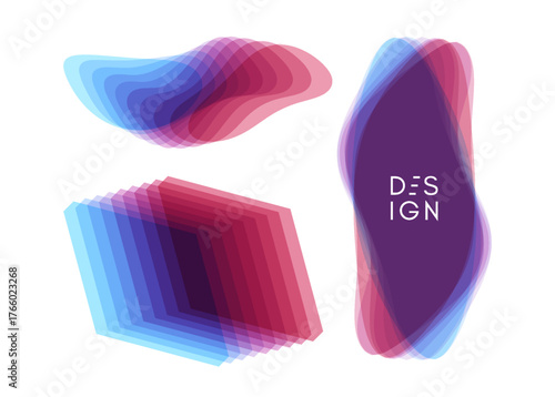 Set of various overlapping elements. Abstract geometric design. Vector illustration for banners, placards, posters or flyers.