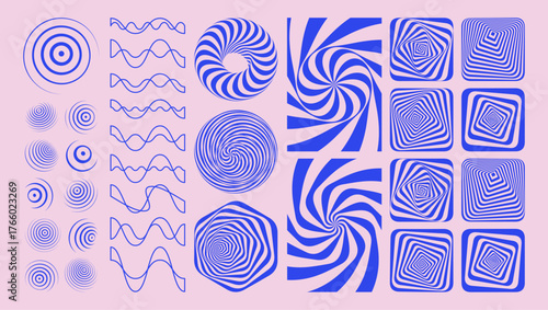 Design element. Sound waves set. Striped circular figure. Optical illusion. Torus. 3d vector illustration.