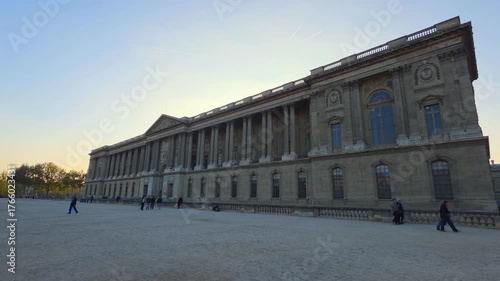 Paris, France - October 13, 2025 -  The Louvre Museum Facade — Iconic Paris Landmark, Louvre Museum Exterior
