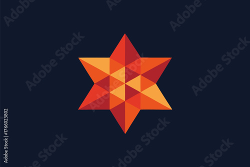 red star on black background