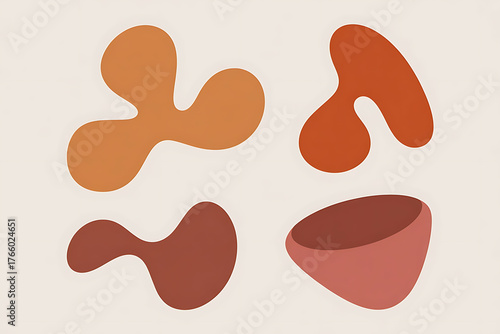 Abstract shapes in warm terracotta tones create a modern, organic, and fluid composition.