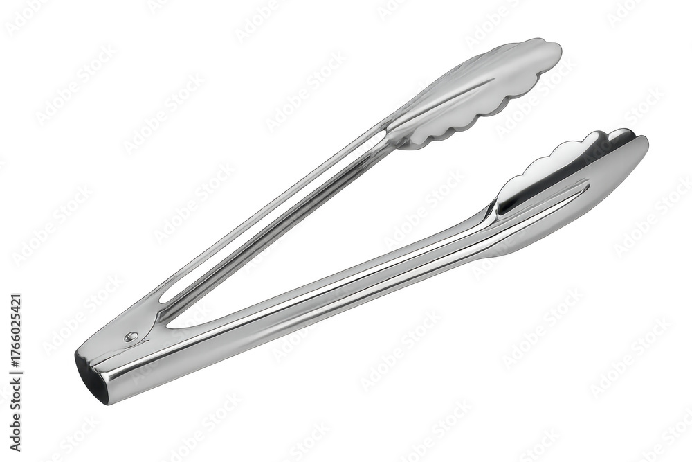 Fototapeta premium Stainless steel kitchen tongs for cooking and serving