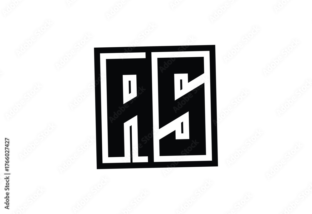 Obraz premium AS Modern Monogram Logo Design with Bold Geometric Shape and Minimal Frame.