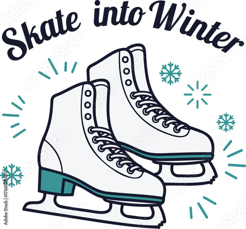 Retro Ice Skating Boots Vector Illustration - Skate into Winter Graphic
