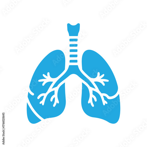 Minimalist Blue Human Lung Anatomy Vector Illustration on White