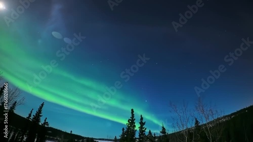 Timelapse of Aurora Borealis (northern lights) in Yellowknife, Northwest Territories, Canada