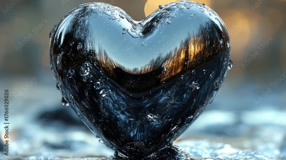 A dark heart-shaped object sits atop a rocky outcropping, waiting to be found