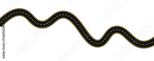 Long winding and curved road, winding and curved road from a top view isolated from the background, illustration. Vector eps10	