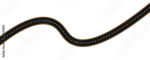 Long winding and curved road, winding and curved road from a top view isolated from the background, illustration. Vector eps10	
