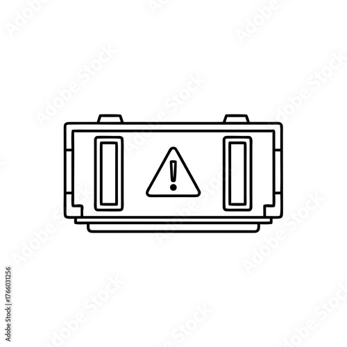 Dangerous cargo box vector icon — warning sign, hazardous goods container, minimal line art, clean outline vector.