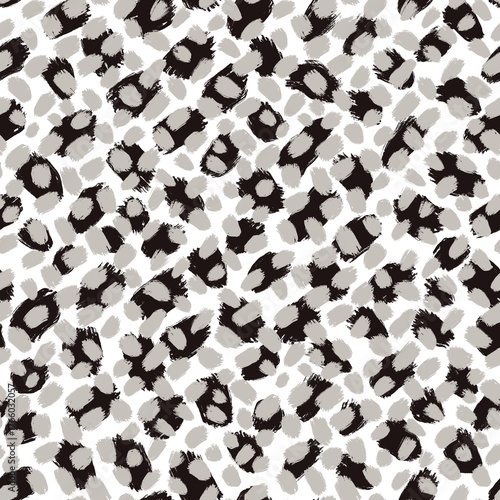 Seamless abstract geometric pattern. Background in black, grey, white. Illustration. Lines, stains. Design for textile fabrics, wrapping paper, background, wallpaper, cover.