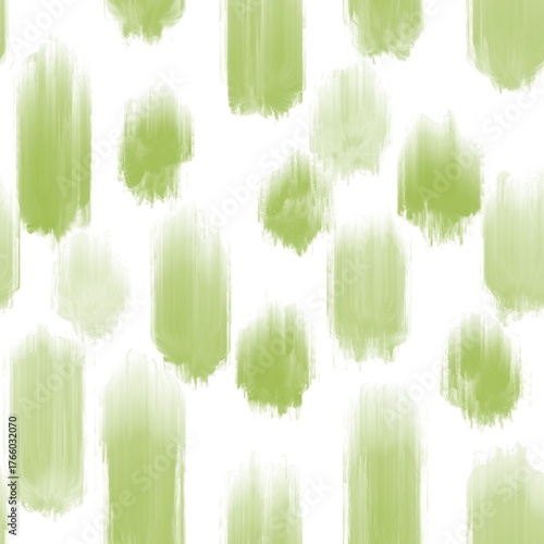 Seamless abstract textured pattern. Green lines on white. Digital brush strokes. Design for textile fabrics, wrapping paper, background, wallpaper, cover. Illustration.