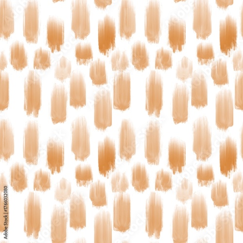 Seamless abstract textured pattern. Orange lines on white. Digital brush strokes. Design for textile fabrics, wrapping paper, background, wallpaper, cover. Illustration.