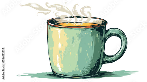 Steaming Brewed Tea Coffee Ceramic Mug Vector Illustration
