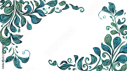Elegant Vector Cartoon Style Squiggle Frame with Leaf Pattern for Design Projects