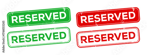 Reserved stamp. Reserved Red and Green grunge stamp sign label isolated on white transparent background