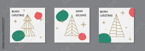 Abstract Christmas tree card collection. Geometric concept. Vector illustration
