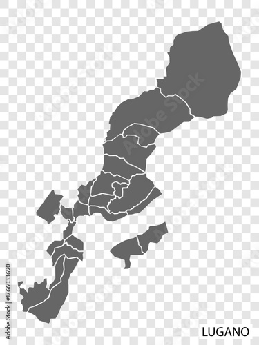 High Quality map of Lugano  is a city  The Switzerland, with borders of the districts. Map Lugano of canton of Ticino  your web site design, app, UI. EPS10.