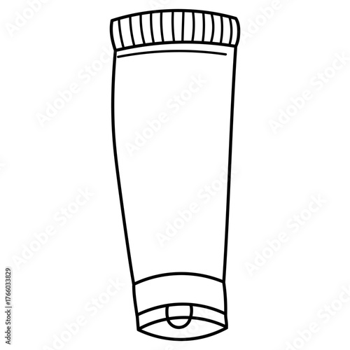 Hand drawn doodle icon of a closed tube. Used for toothpaste, cream or cosmetic gel. Ideal for health, beauty, skincare, personal care or dental hygiene related design themes.