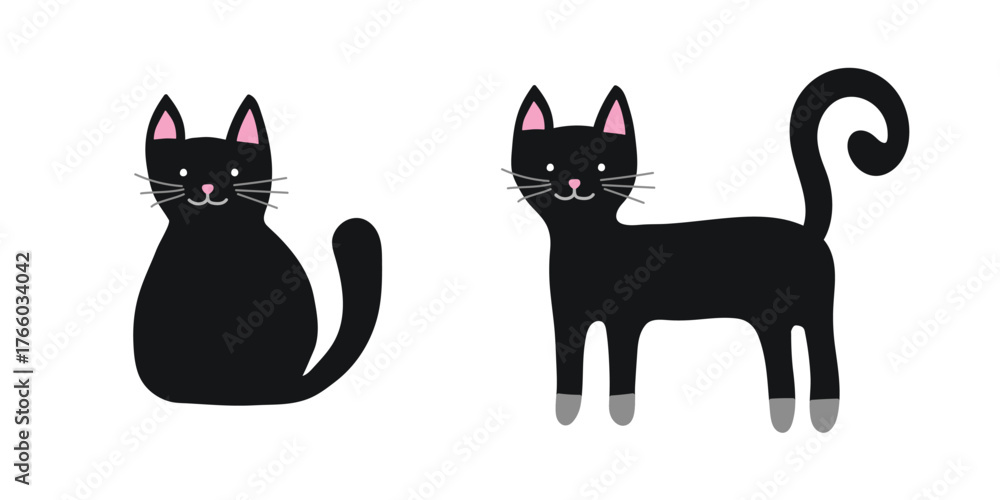 Fototapeta premium Cute hand drawn cat. Icon set. Vector illustration