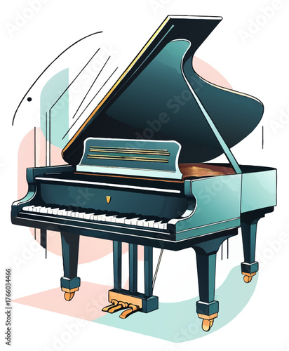 grand piano isolated vector illustration