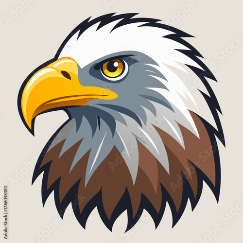 Majestic bald eagle head vector illustration powerful bird of prey scalable graphics for design projects silhouette White background