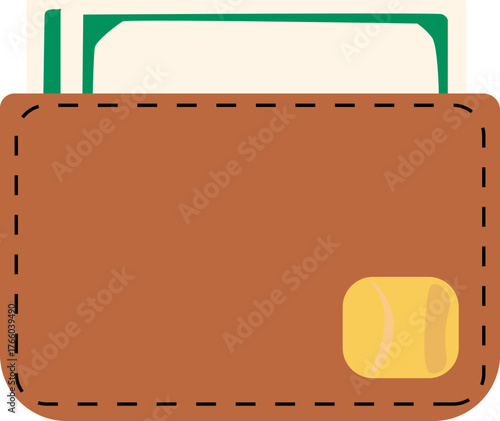 Brown leather wallet full of cash isolated