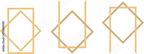 gold geometric frame borders islamic arabic style elegant diamond shape ornamental line art decoration isolated background.