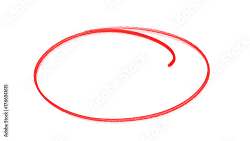 Fotografie Hand-drawn red circles and ovals for highlighting, Red circle brush stroke marke