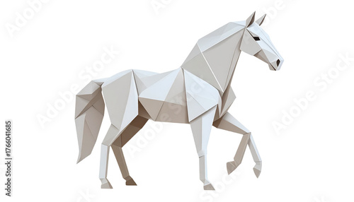White geometric horse origami low poly art