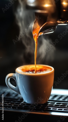 Pouring Hot Coffee Into a Clear Cup With Steam Rising in a Cozy Setting