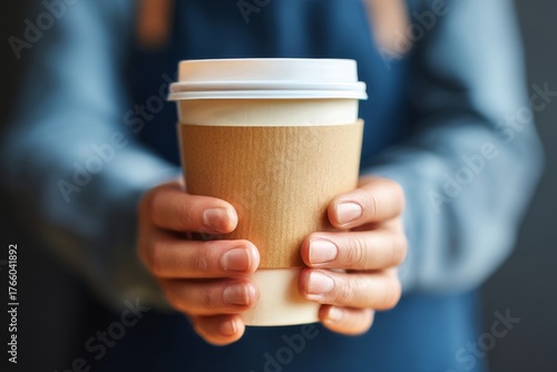 Barista Serves Takeaway Coffee in a Cozy Cafe Environment on a Bright Morning