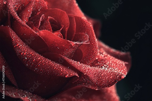 Red Rose With Water Droplets in Close-Up During Morning Light