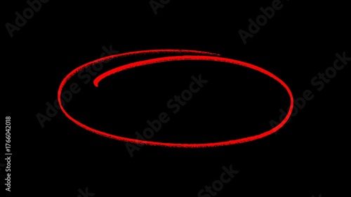 hand-drawn red circle brush stroke highlight marker for presentation, Hand Drawn Oval Highlight Effect, 4k circle animation with alpha channel