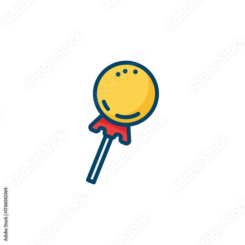 smiley face lollipop in the shape of a man on white background