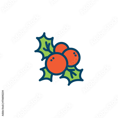 Christmas holly berry apple decoration vector illustration