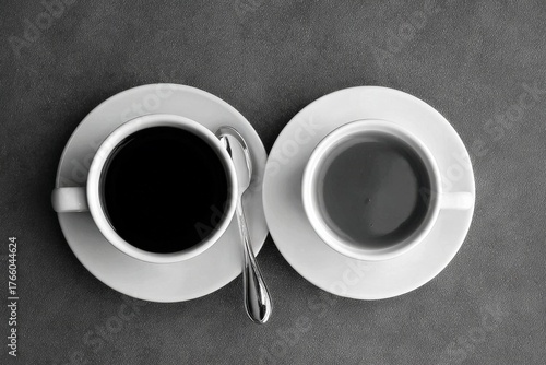 Elegant Coffee Cups on a Gray Surface Capturing a Moment of Calm and Relaxation
