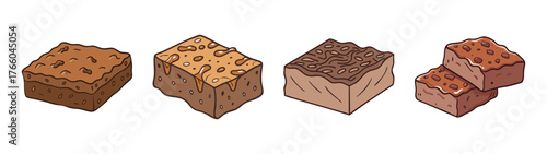 Delicious homemade chocolate fudge brownies dessert food sweet treat baked goods recipe illustration