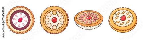 Delicious homemade fruit tart pastries vector graphic illustration dessert baking food sweet treat design