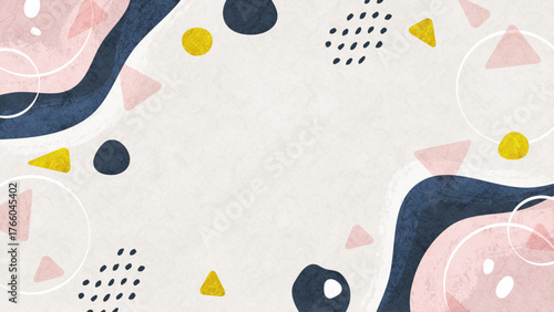 春のゆるふわ背景フレーム 和紙の質感のシックでかわいい抽象的な飾り枠