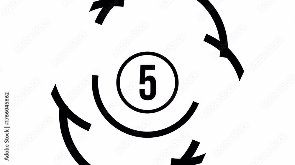 Dynamic 10 Second Countdown Timer (10 to 0) Motion Graphic Animation. Minimalist Circle Design with Transparent Alpha Channel.