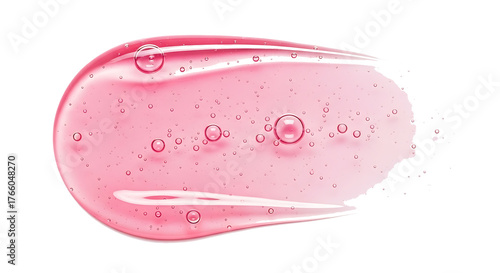 Pink serum oil sample. Cosmetic product swatch isolated on transparent background
