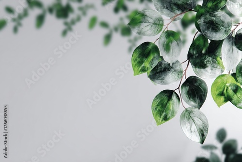 Fresh Green Leaves Growing Near a Stone Surface in a Calm Outdoor Setting