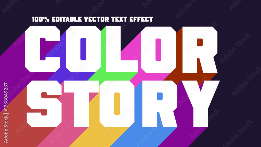 Fototapeta premium Colorful bold text effect with rainbow style gradient and long shadows for creative design projects vector illustration