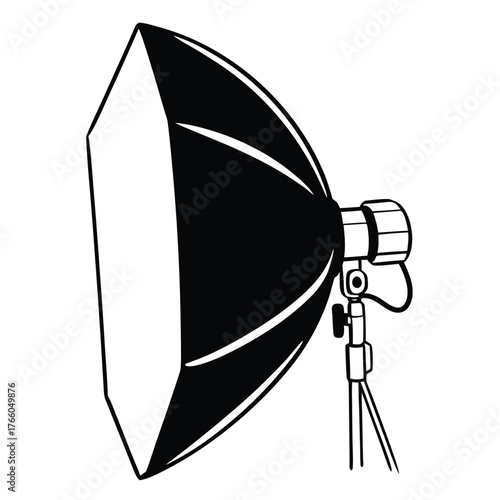 Black Silhouette of a Softbox Light with a Diffuser on a Stand studio light photography equipment