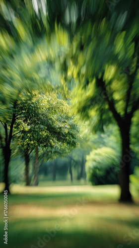 Lush Green Trees in a Serene Park Setting on a Warm Summer Afternoon