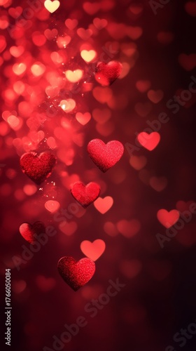 Bright Red Hearts Create a Dreamy Background Perfect for Romantic Occasions a...