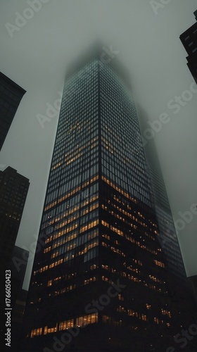 City Skyline With Glowing Windows at Dusk in an Urban Environment