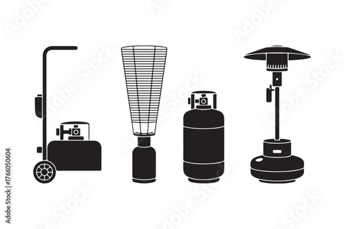 Silhouettes of propane tanks and patio heaters