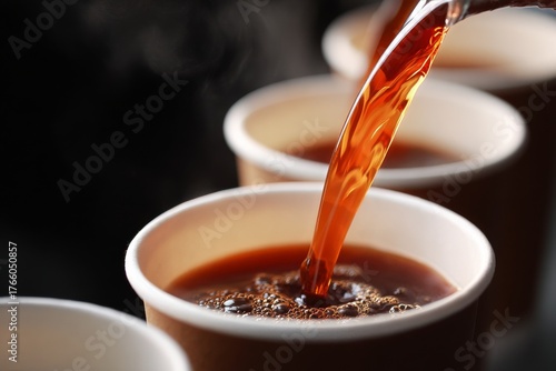 Freshly Brewed Coffee Steaming in Cup During Morning Routine at Cozy Cafe